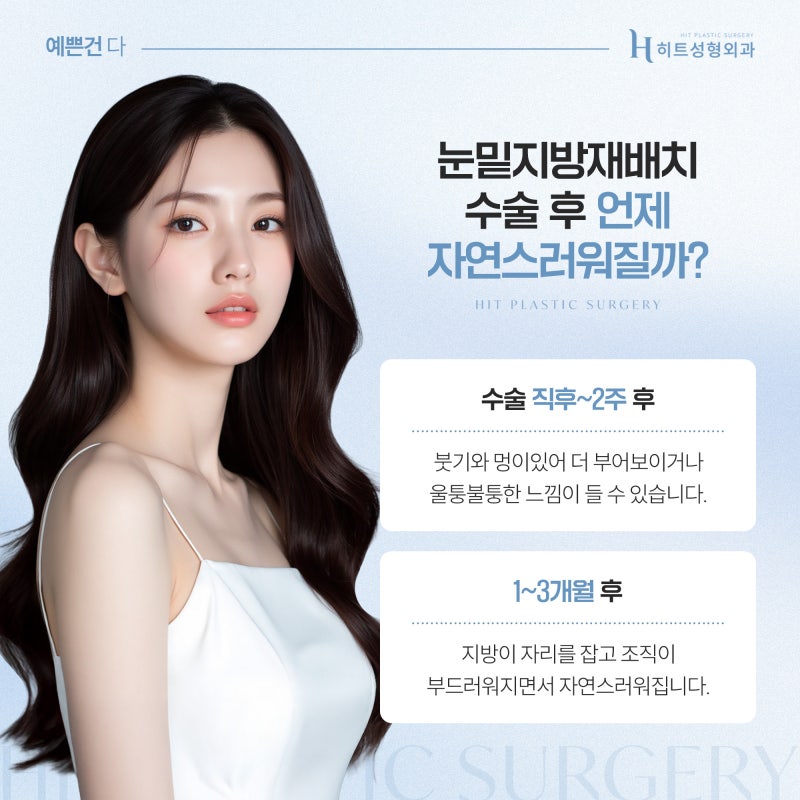 [히트성형외과] 눈밑지방재배치, 언제부터 자연스러워질까요?