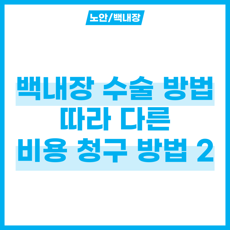 백내장 수술 방법에 따라 다른 백내장 수술 비용 청구 2가지