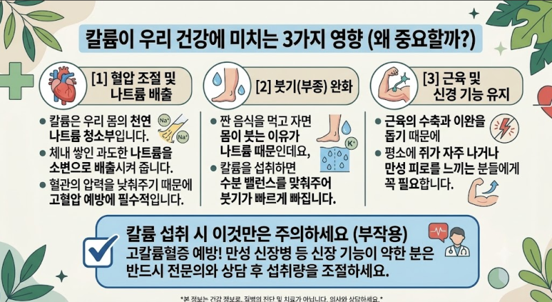 몸이 자주 붓는다면? 칼륨이 많은 음식 5가지와 놀라운 효능 (부작용 필수 체크)