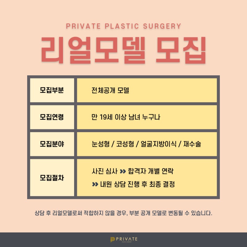 Private Plastic Surgery Clinic: Always Recruiting Plastic Surgery Models and Real Models